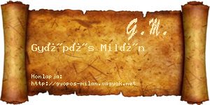 Gyöpös Milán névjegykártya